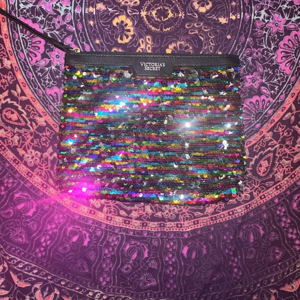 Victoria's Secret Rainbow Sequin Cosmetic Bag